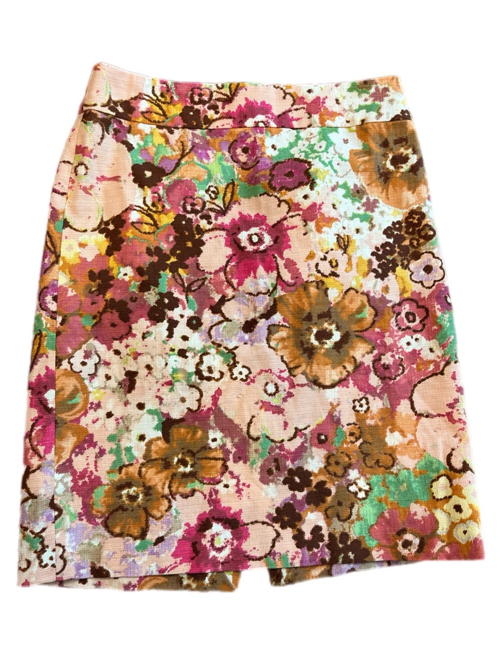 J. Crew 4p Floral Print Pencil Skirt - tan